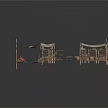 Rustic Outdoor Market Stall Components With White Canopies Wooden Frames Fishing Nets And Baskets