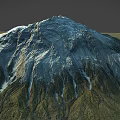 Scenic Snowy Mountain Landscape With Rocky Slopes And Lush Vegetation