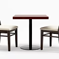 Dining Table Set With Brown Tabletop Black Legs And Beige Gray Chairs 3d model