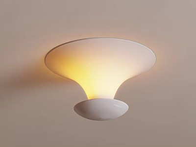 White Modern Ceiling Light with Warm Yellow Shade and Ceiling Mounted Design 3d model