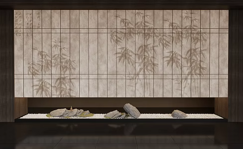 New Chinese Style Indoor Landscape Landscaping DuPont Paper Partition Landscape Wall-Silent Wind Indoor Landscape Partition Wall 3d model