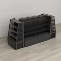 Snack Shop Black Display Shelves With Multiple Layers And Organized Racks 3d model