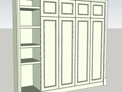 Classic Wardrobe Design With Multiple Doors Top Cabinets And Interior Shelves 3d model