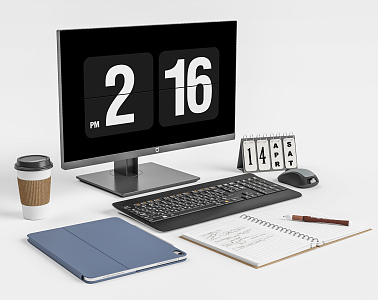 Modern computer office decoration combination 3d model