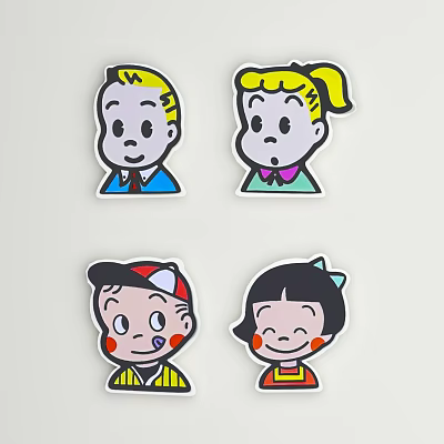 Colorful Cartoon Character Stickers As Creative Wall Decor With Various Cute Designs 3d model