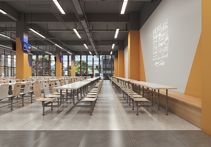 School Canteen Restaurant 3d model