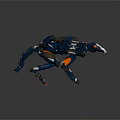 Futuristic Blue And Orange Mechanical Quadruped Creature Design With Tech Features