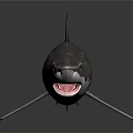 Realistic 3D Model of Shark with Open Mouth Gray Body and White Underbelly