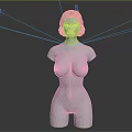 3D Rendered Human Torso Model Featuring Realistic Breasts and Blonde Hair