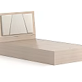 Modern Double Bed With Wooden Upholstered Headboard White Pillows And Brown Runner