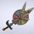 Colorful Circular Multi Blade Weapon With Decorative Handle And Sharp Edges