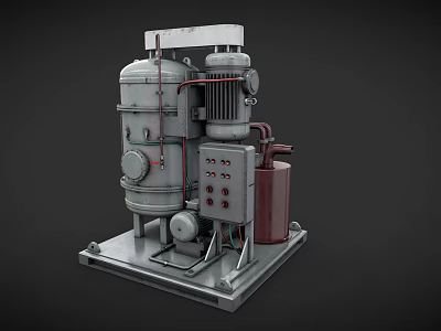 Industrial Mechanical Equipment With Large Cylindrical Tank Motor Pipes And Control Panel 3d model