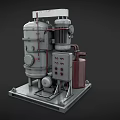 Industrial Mechanical Equipment With Large Cylindrical Tank Motor Pipes And Control Panel