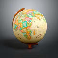 Decorative Ornament Set Featuring Colorful Globe With Wooden Stand For Home Decor