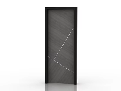 Modern Entrance Door Design With Black Frame Wooden Texture And Geometric Lines 3d model