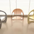 Modern Colorful Plastic Chair Set With Transparent Pink Gray And Yellow Designs