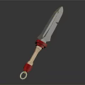Stainless Steel Blade Knife With Wooden Handle Red Guard And Ring