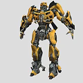 Yellow And Black Robotic Figure With Mechanical Armor And Detailed Joints