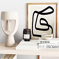 Stylish Decorative Ornament Set With Abstract Sculptures Ceramic Vases Decorative Books And Geometric Prints