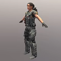 Female Game Character In Tactical Gear With Vest Knee Pads And Outstretched Arms