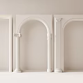 White Roman Columns With Arch Frames In Modern Minimalist Interior Design 3d model
