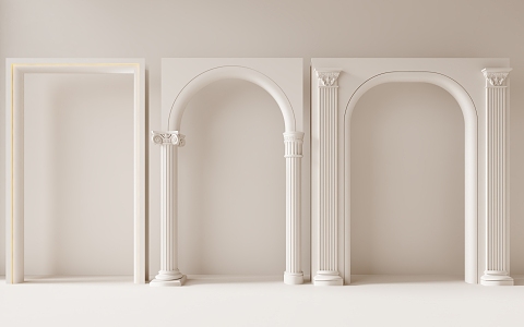 French indoor arc pass arc door opening without door cover arc pass staff door opening with arch hole carved pillar 3d model