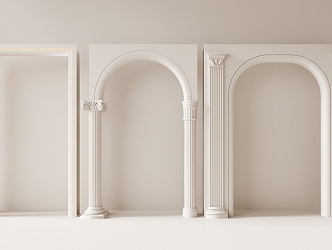 French indoor arc pass arc door opening without door cover arc pass staff door opening with arch hole carved pillar 3d model