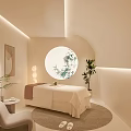Cozy Warm Beauty Spa Treatment Room With Elegant Bamboo Decoration And Soft Ambient Lighting