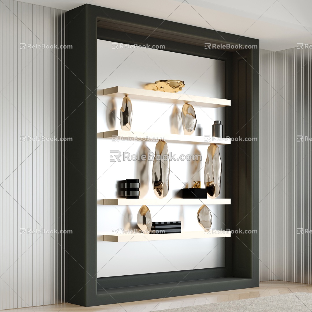 Light Luxury Storage Rack One-word Partition Display Rack Metal Decoration 3d model