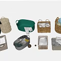 Stylish Woven Storage Baskets in Green and Natural Tones for Home Organization and Clothing Storage
