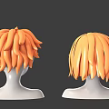 Game Movie Characters With Orange Spiky Short And Shoulder Length Layered Hairstyles On White Models 3d model