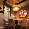 Elegant Restaurant Interior With Wooden Walls Chandeliers Leather Chairs And Dining Tables