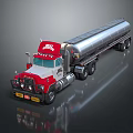 MACK Heavy Duty Tanker Truck With Red Cab And Shiny Silver Tank