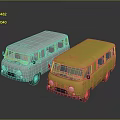 minibus minivan driverless bus school bus van box car 3d model