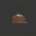 Layered Chocolate Cake Topped With Marshmallows Nuts Chocolate Sticks On Golden Tray Slice Removed