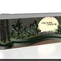 Floral Art Installation With Ship Style Flower Wall And Large Green Plant Decorations