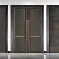 Modern Security Doors With Various Dark Brown Textured Panel And Handle Designs