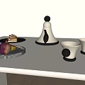 Minimalist Tea Set With Teapot Teacups Figs And Cake On Table 3d model