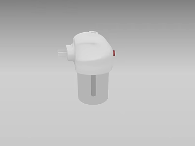 White Household Water Filter With Transparent Container And Red Button 3d model