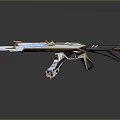 Futuristic Sci Fi Assault Rifle With Sleek Structure And Black Blue Gold Color Design