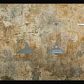 Stylish Modern Pendant Lights In Various Colors Hanging On Dark Textured Wall
