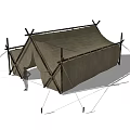 Traditional Outdoor Canvas Camping Tent With Wooden Pole Support And Entrance