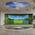 Indoor Sports Fitness Training Space With Large Screen Green Field Simulation And Modern Interior Design