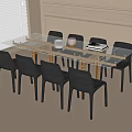 Modern Dining Table and Chair Combination Dining Chair Square Dining Table 3d model