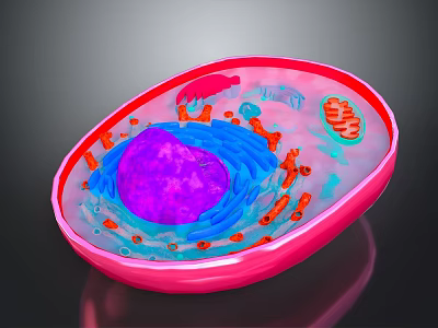 3D Biological Organ Cell Model Showing Hair Follicle Components And Colorful Organelles 3d model
