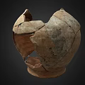 Broken Ancient Clay Pottery Fragment With Visible Cracks And Weathered Texture On Dark Background