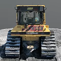 Yellow Bulldozer With Tracks And Blade Working On Earthmoving Ground With Track Marks