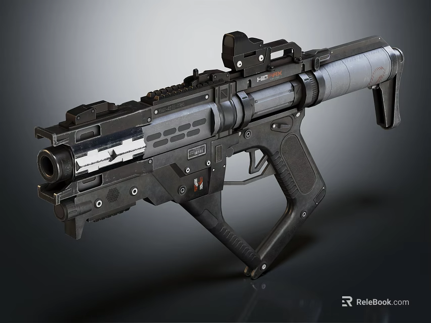 Futuristic Science Fiction Rifle Weapon With Metallic Structure And Detailed Components 3d model 