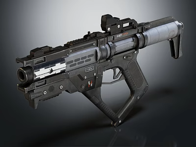 Futuristic Science Fiction Rifle Weapon With Metallic Structure And Detailed Components 3d model