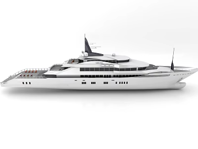 White Luxury Cruise Yacht With Spacious Decks And Modern Design 3d model